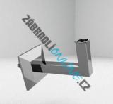 Nerezový držák kulatého madla na stěnu, hranatý.